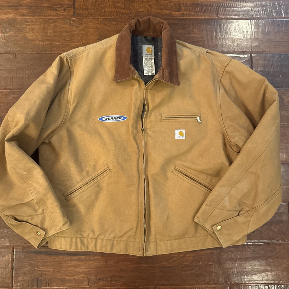 Vtg Carhartt Detroit Jacket Mens 50 Reg 2XL J01 BRN Blanket Lined Rare USA Union